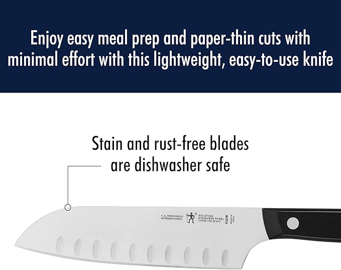 HENCKELS Solution Razor-Sharp 2-pc Knife Set, Santoku Knife 5 Inch, Santoku Knife 7 Inch, German Engineered Informed by 100+ Years of Mastery, Stainless Steel