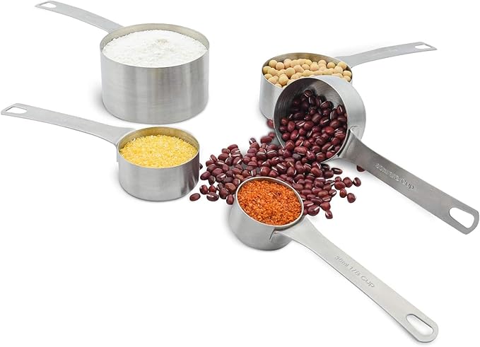 Smithcraft Stainless Steel Measuring Cups Set 18/8(304) Steel Material Heavy Duty 5 Measuring Cups and 1 Ring Set of 6