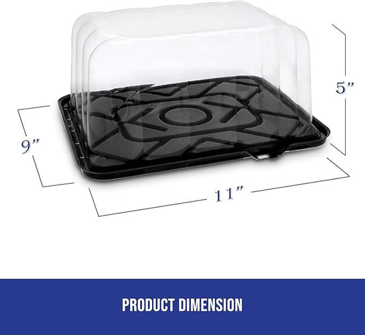 MT Products Clear Plastic Rectangular Bakery Boxes 11" x 9" x 5" - 1/8 Sheet Disposable Cake Containers with lids - Pack of 50