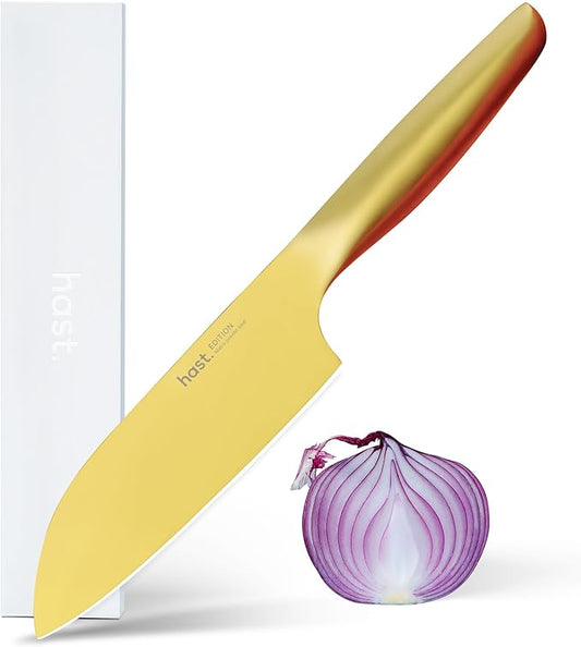 HAST Edition 6.3-Inch Santoku Knife, Ultra-Sharp Professional Japanese Chef Knife, Advanced Powder Steel, Lightweight, Comfortable Ergonomic & Award-Winning Design, Premium Steel Kitchen Knife