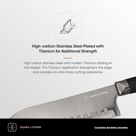 Steak Knives, Steak Knives Set of 4, Nonstick Titanium High Carbon Stainless Steel Serrated Steak Knife, Soft Grip Handle, With Sheaths, Black Knife Set