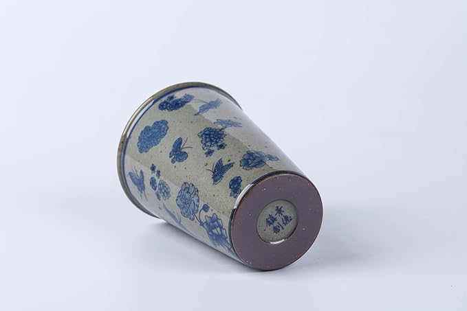 14 oz ceramics Handmade blue and white Retro Coke cups coffee tea set of 4 china Coffee Mugs for Tea, Milk,Dishwasher and Microwave Safe,Free gift soft silicone cover and gift box