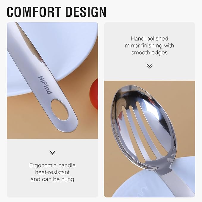 Stainless Steel Cooking Utensils Set, 7PCS Kitchen Utensils Set, Durable Kitchen Utensils - Meat Fork, Solid Serving Spoon, Ladle, Pasta Fork, Skimmer, Slotted Serving Spoon, Slotted Spatula