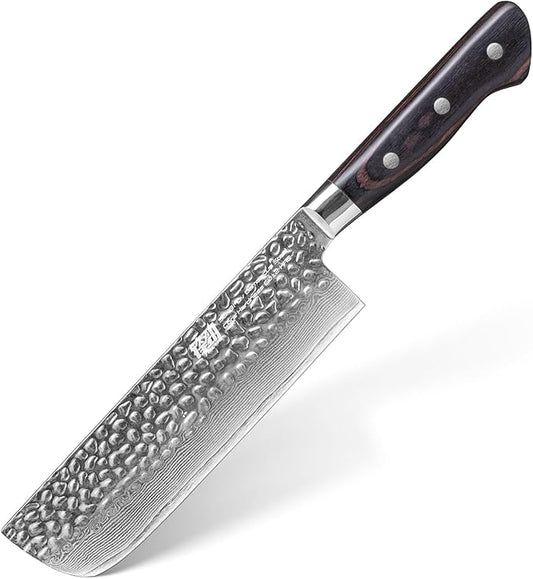 FINDKING 7 Inch Japanese Nakiri Knife, Straight-Edged Vegetable Cleaver for Efficient Chopping and Mincing, Specialized Usuba Milk Street Knife (Raven Series)