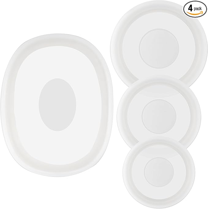 Silicone Lids for CorningWare 16-Ounce & 24-Ounce & 1.5 Quart Round Dish and 2-1/2-Quart Oval Casserole Dish, 4 Pack Reusable Covers (Dish not Included) Dishwasher & Microwave & Freezer Safe