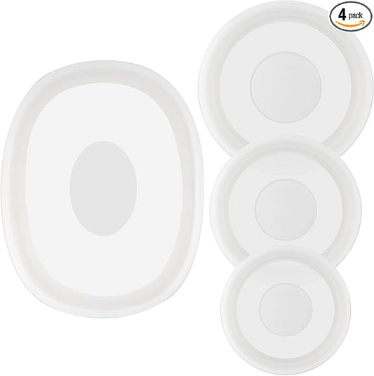 Silicone Lids for CorningWare 16-Ounce & 24-Ounce & 1.5 Quart Round Dish and 2-1/2-Quart Oval Casserole Dish, 4 Pack Reusable Covers (Dish not Included) Dishwasher & Microwave & Freezer Safe