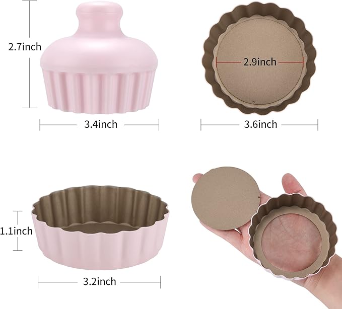 Mini Round Tart Pan with Removable Bottom, Nonstick Mini Pie Pans for Baking, Carbon Steel Quiche Pan Set for Cupcake Muffin Cakes and Desserts, Including 6 Tart Pan and 1 Tart Tamper (Multicolor)