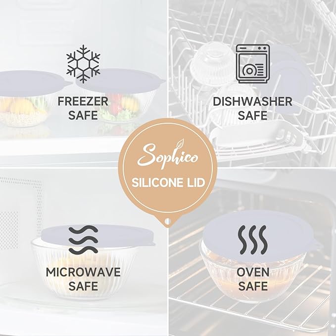 Silicone Replacement Lids for Pyrex Sculpted Glass Mixing Bowls(Lids For 7402-s 1.3Qt)