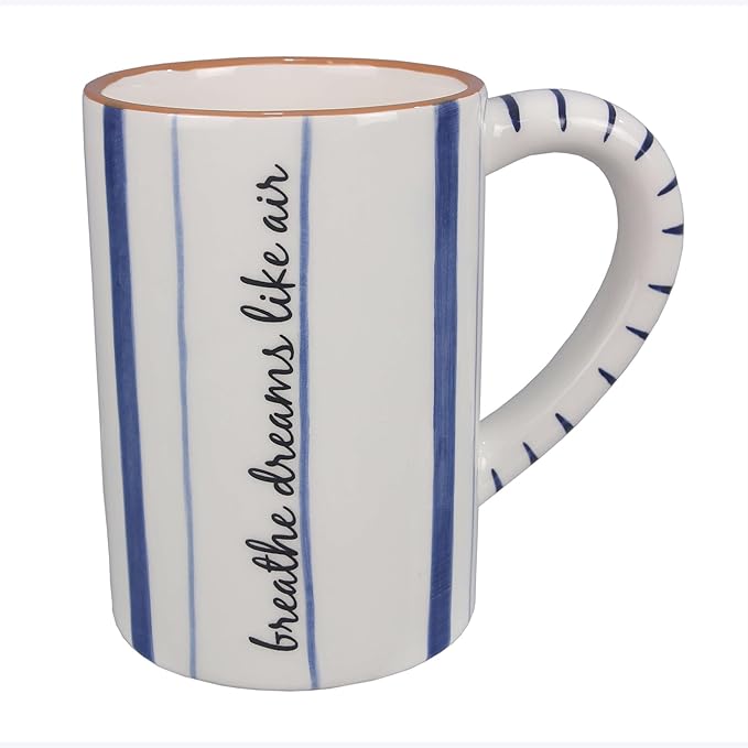 Young's Inc Ceramic Coffee Mug Set of 4, Blue and White Cups for Tea, Coffee, Cold Drinks, Gift for Coffee Lovers, Birthday, Microwave-Safe Dishwasher Safe Kitchen Decor, 5.5-inch Height