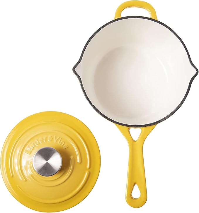 Larder & Vine 21 Piece Cookware Set (Limoncello) | Dutch Oven, Utensil Set, Saucepan, Skillet, and Trivets