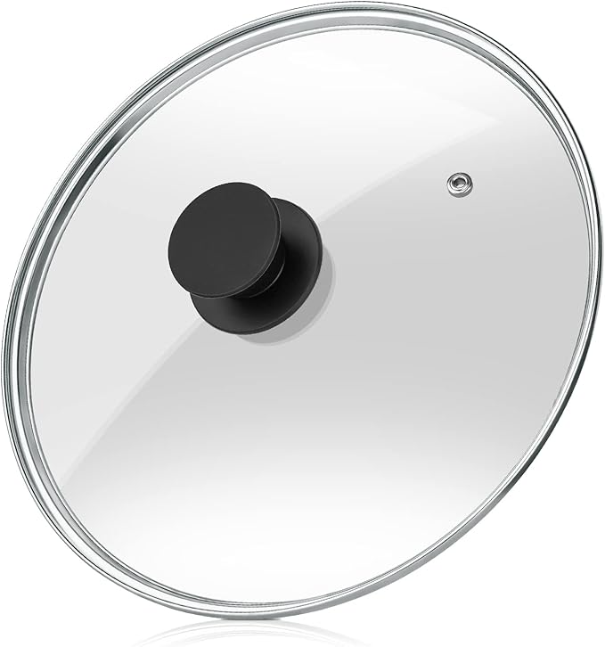 Wadaza Pan Lid 12 Inch - Tempered Glass Pot Lid - Oven Safe Replacement Glass Lid for Frying Pan Wok Pot Skillet