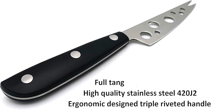 Cheese Knife, MATTSTONE HILL 4 Inch All Purpose Cheese Knife - Soft & Semi Hard Cheese Knives, Premium Stainless Steel, Triple Rivet Handle