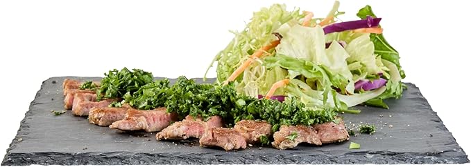 Restaurantware Slate Serving Tray 1 Pack of 10 x 10" Foam Feet Charcuterie Stone Plate Rustic Edges Freezable Black Square Serving Display Cheese Board for Kitchen, Gourmet, Dining, Parties