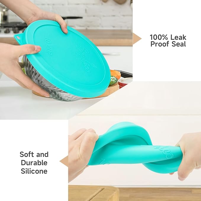 SOPHICO Silicone Replacement Lids for Pyrex Sculpted Glass & Tinted Glass Bowls Mixing Bowls(4 size)