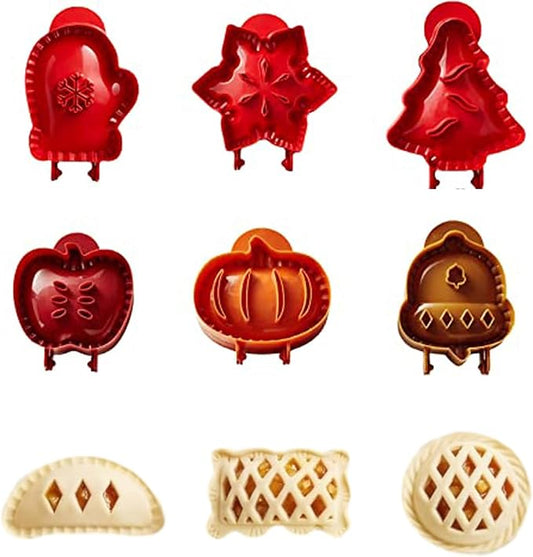 Holiday Mini Pie Mold,Mini Apple Pie Molds for Baking Gadgets,Gathering Hand Pie Dough Presser Holiday Baking Essentials for Christmas,Thanksgiving, Halloween,and other festive occasions. (9PC)