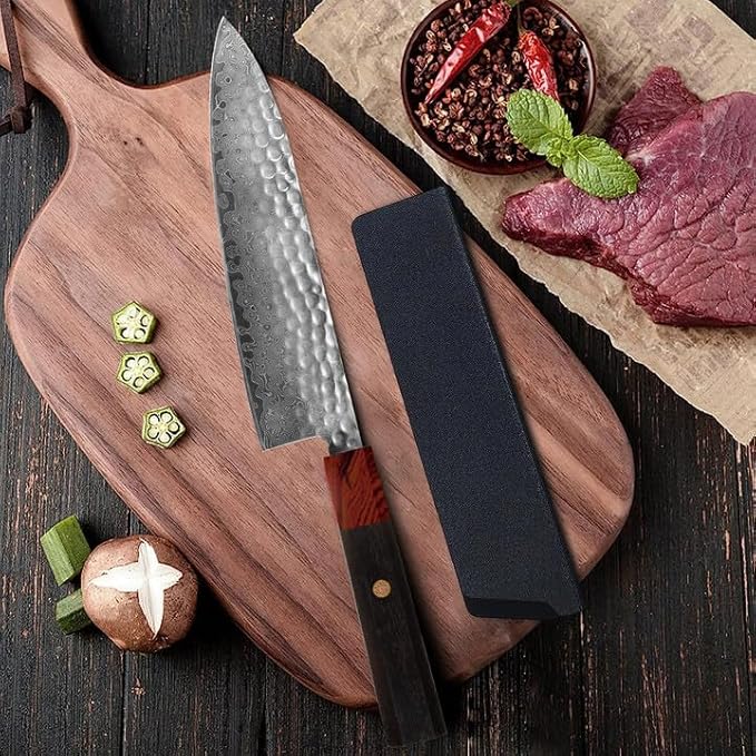 Professional 8 inch Japanese Chef Knife,67 Layers Damascus VG-10 Super Steel Cutting Core - Ultra Sharp Hammered Chef's Knife