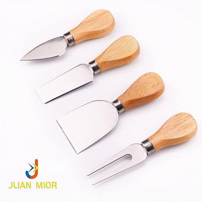 Exquisite 4-Piece Cheese Knives Set, Complete Stainless Steel Cheese Knife Collection (Gift-Ready)