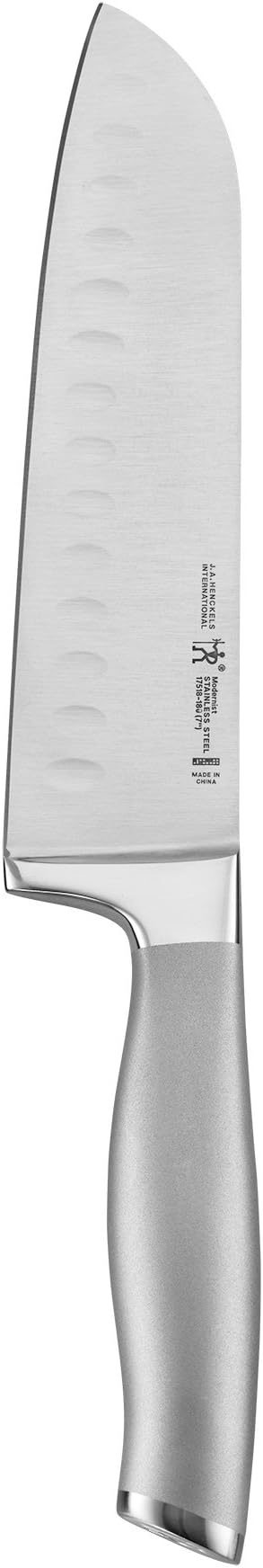 HENCKELS Modernist Razor-Sharp Hollow Edge Santoku Knife 7 inch, German Engineered Informed by 100+ Years of Mastery, Gray