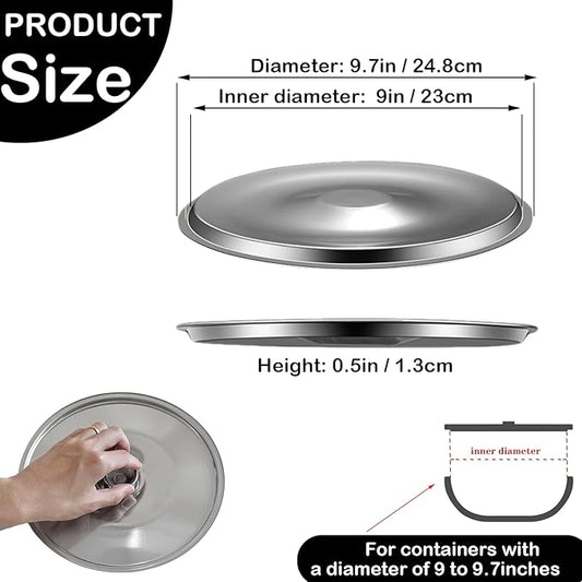 9.4 Inch Pan Lid, Universal Lid for Pots Pans and Skillet, Stainless Steel Pot Cover Universal Pans Cover for Frying, Cookware Replacement Accessories, 24cm