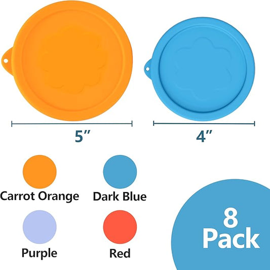 1 Cup 2 Cup Round Silicone Replacement Lids for Pyrex 7202-PC, 7200-PC Glass Bowls, 8 Pack, Microwave & Dishwasher & Freezer Safe (Container not Included)