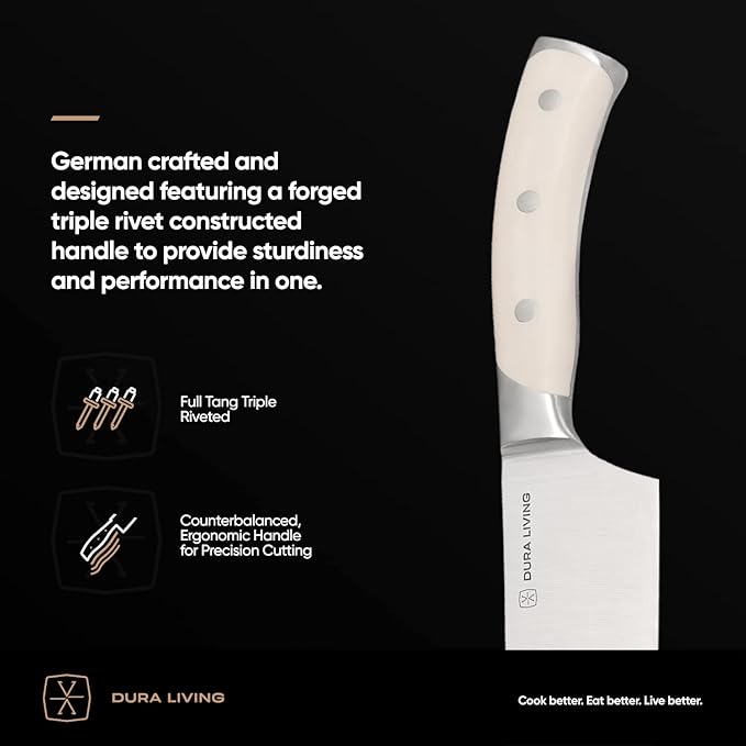3.5-Inch Paring Knife – Ultra-Sharp German High Carbon Stainless Steel, Full Tang, Ergonomic Handle, Multipurpose Kitchen Knife for Chopping, Slicing, and Dicing, Cream