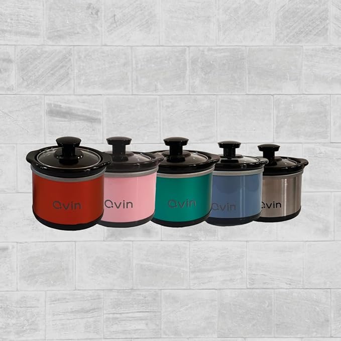 Mini Slow Cooker 0.65qt(20oz) warmer, fondue pot set,chocolate melting pot (stainless steel)… (pink)