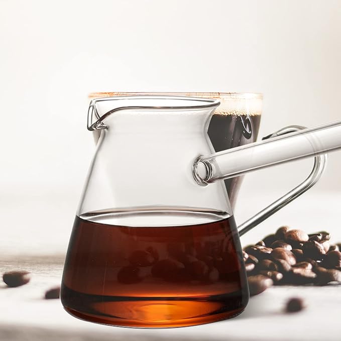 Angoily Turkish Coffee Pot Glass Milk Warmer Pot Mini Saucepan Soup Butter Warmer Chocolate Melting Small Cookware For Heating Smaller Liquid Portions 450ml