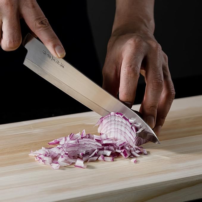 Chef Knife, 8.2 Inch Japanese knife, 濃州正宗作, Stainless steel, plain wood Handle, Kitchen knife, HOUCHO