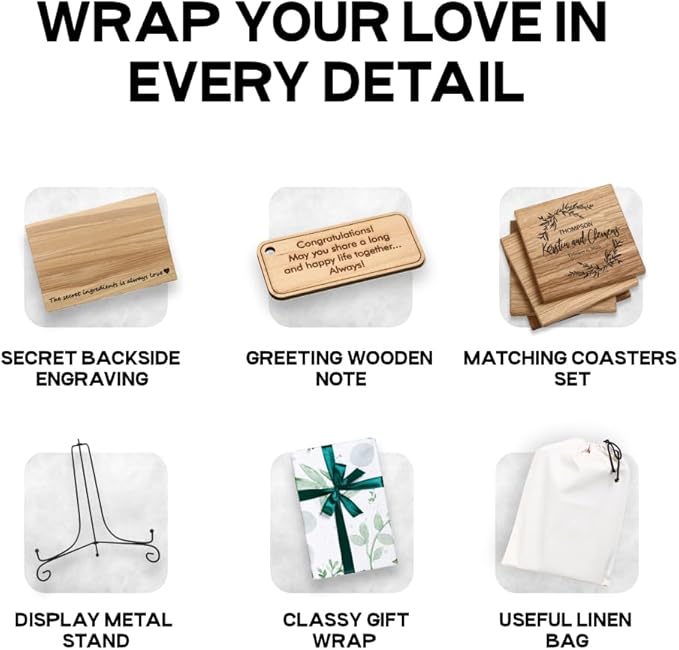 Personalized Oak Wood Cutting Board – Custom Engraving with Family Name – 10x14 Inches – Gift for Wedding, Anniversary, Christmas, Housewarming, Mother’s Day – Great for Friends and Parents