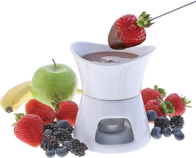 Swissmar Glow 7 Piece Chocolate Fondue Set, White