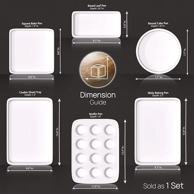 NutriChef 6-Piece Baking Pan Set, Carbon Steel Bakeware with Premium Ceramic Nonstick Coating, Includes 12-Cup Muffin Pan, Cake & Loaf Pan, Wide Bake Pan, & Cookie Sheet - Turquoise