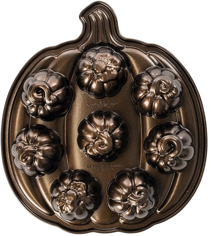 Nordic Ware Lil' Pumpkins Cakelet Pan, 2 Cup Capacity, Bronze