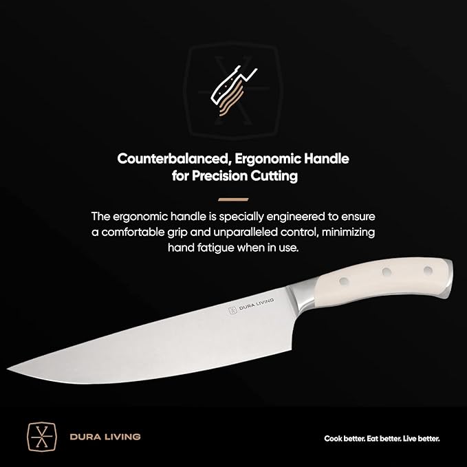 3.5-Inch Paring Knife – Ultra-Sharp German High Carbon Stainless Steel, Full Tang, Ergonomic Handle, Multipurpose Kitchen Knife for Chopping, Slicing, and Dicing, Cream