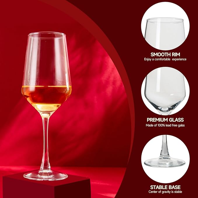 Wine Glasses Set of 4,13.5 oz Clear Red/White,Wine Glasses for Party, Wedding and Home,Premium Glasses Hand Blown,Long Stem,Daily Use.