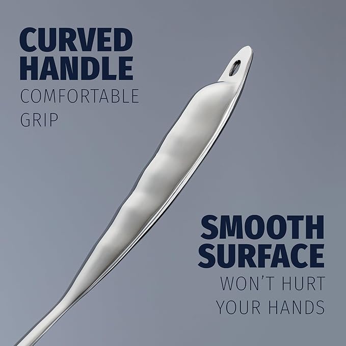 Zulay Kitchen Stainless Steel Spaghetti Server - 12” Pasta Fork with Teeth & Draining Holes - Rust-Resistant Pasta Spoon for Noodles & Pasta - Dishwasher Safe Utensil