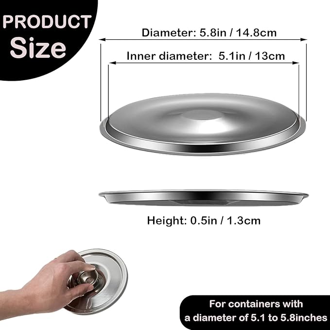 2Pcs Stainless Steel Cover Bowl, 5.5in Small Universal Lid for Pots Universal Lid Reusable Mini Pan Lid Bowl Covers with Handle for Pot and Pans, 14cm