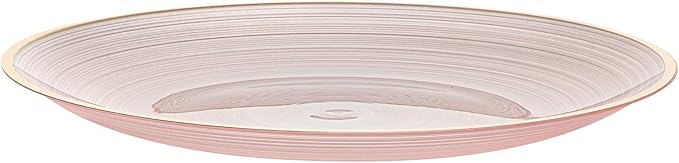 Restaurantware Plastic Plates 100 Pcs 7.25" Gold Rimmed Disposable Plates Heavy-Duty Pink Translucent Rippled Plastic Dinner Servers for Party, Weddings, Salads, Desserts, and Appetizers