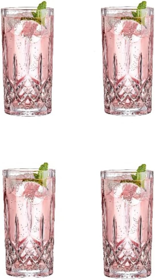 Drinking Glasses, Crystal Glass Cups, Mixed Glassware Set, Crystal Old Fashioned 11oz Highballs and 11oz Whiskey Glasses, Great for Cocktail, Whisky and other Beverages (Style 2,Set of 4)