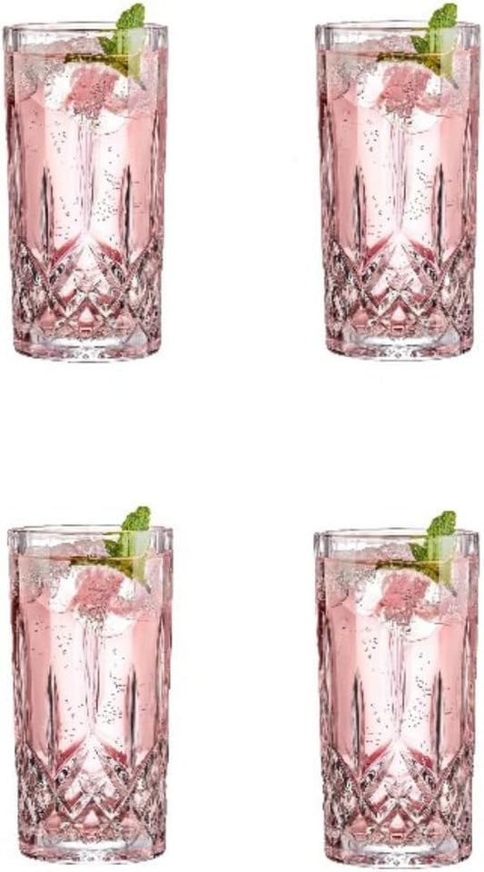 Drinking Glasses, Crystal Glass Cups, Mixed Glassware Set, Crystal Old Fashioned 11oz Highballs and 11oz Whiskey Glasses, Great for Cocktail, Whisky and other Beverages (Style 2,Set of 4)
