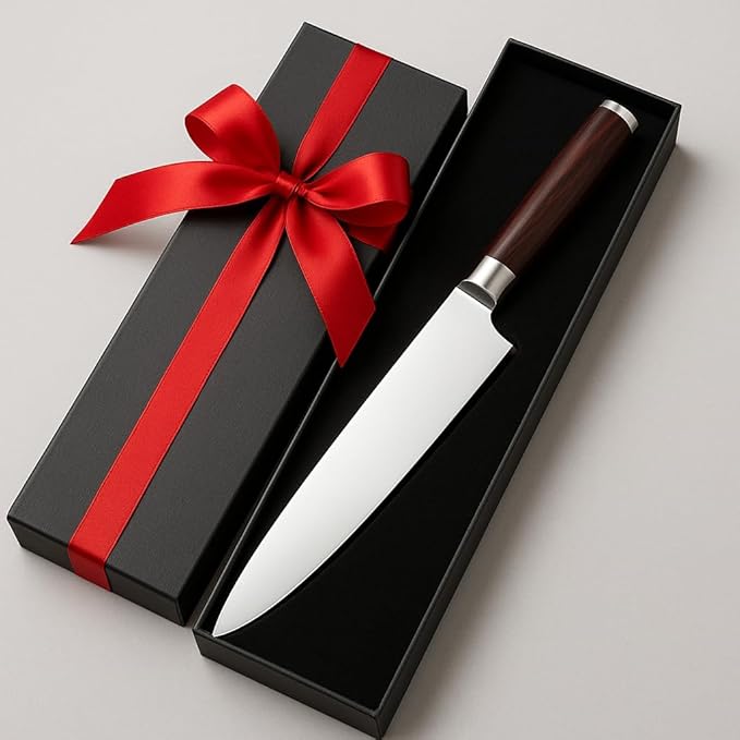 Chef Knife 8 Inch – Japanese High Carbon Stainless Steel Kitchen Knife for Cooking, Chopping, Slicing Meat & Vegetables – Ultra Sharp Professional Chef’s Knife with Ergonomic Handle & Gift Box