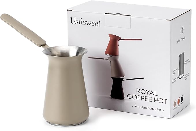 Turkish Coffee Pot - Gifts for Family &Friends,Cezve/Ibrik Coffee Pot for Stovetop,Briki Greek Turkish Pot with Heat-Resistant Rubber Handle,Milk Warming Pot,Arabic Tea Pot