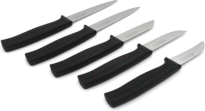 MATTSTONE HILL Kitchen Paring Knife - 3 Inch, Slim Blade, Premium Stainless Steel, Semi Soft Black Handle