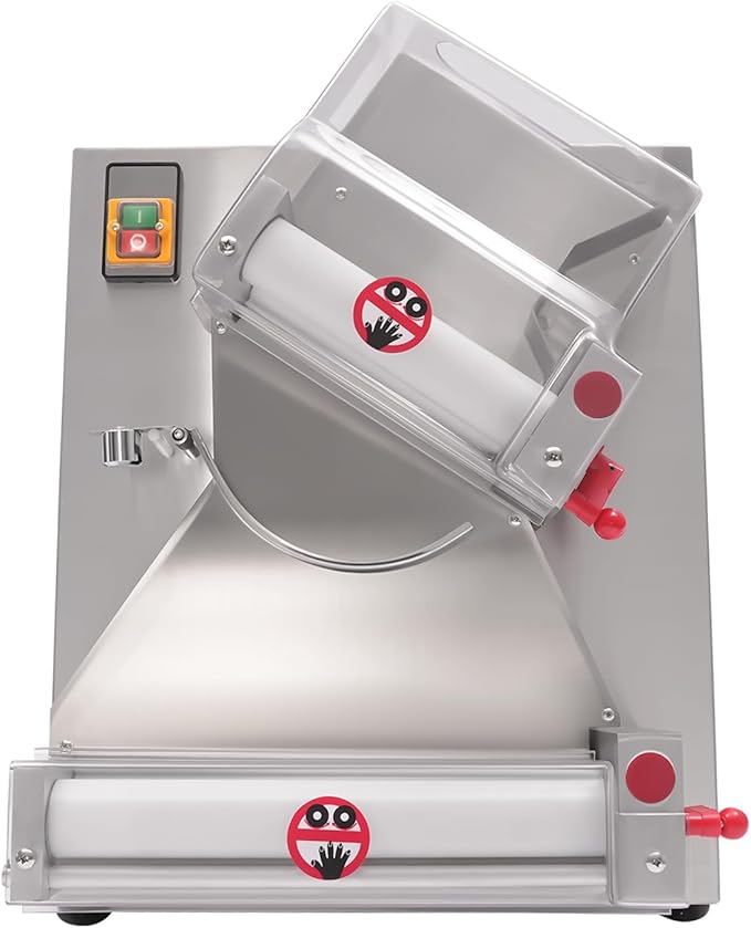 Automatic Pizza Dough Roller Machine,4-12in Commercial Dough Roller Sheeter Pasta Maker, Stainless Steel Dough Machine with Adjustable Thickness 0.03-0.21 in, for Pasta Maker Equipment