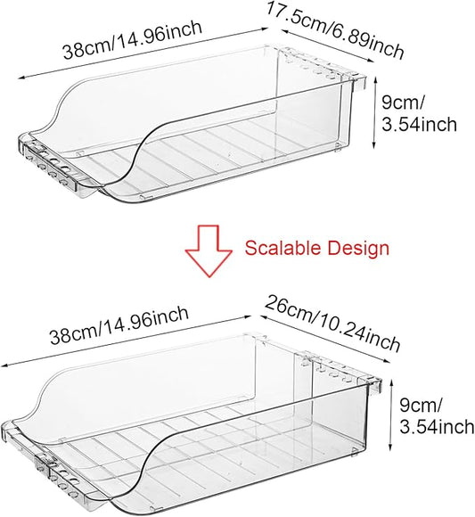 Soda Can Organizer for Refrigerator, Fridge Organizer Bins Drink Organizer, Clear Width Adjustable Stackable Can Holder Dispenser for Beer Soda Seltzer Pop Can Soda
