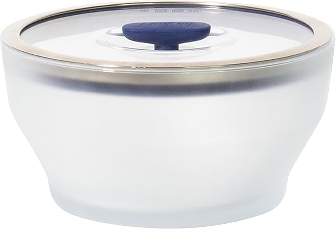 Anyday 4-Cup Microwave Cookware & Glass Container with Glass Lid, Plastic-Free Deep Food Storage | Stackable Airtight Steamer with Vented Lid for Microwave-Safe Reheating, Steaming Vegetables & Rice