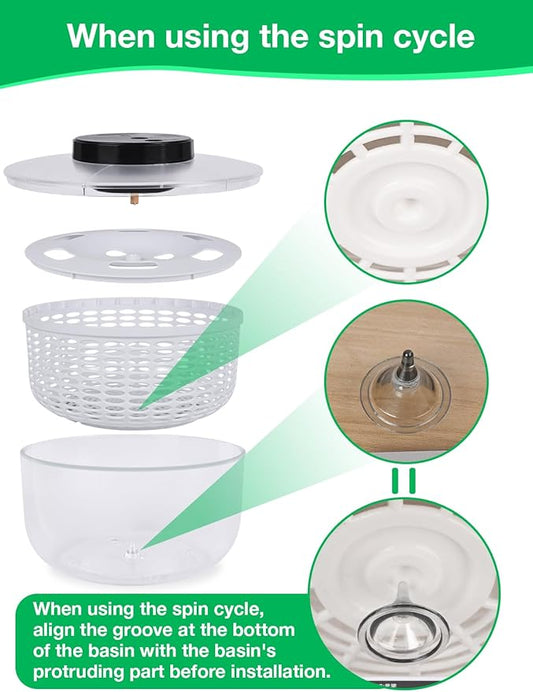 Electric Salad Spinner - Berry Washing Bowl 2-in-1, 5Qt,Medium