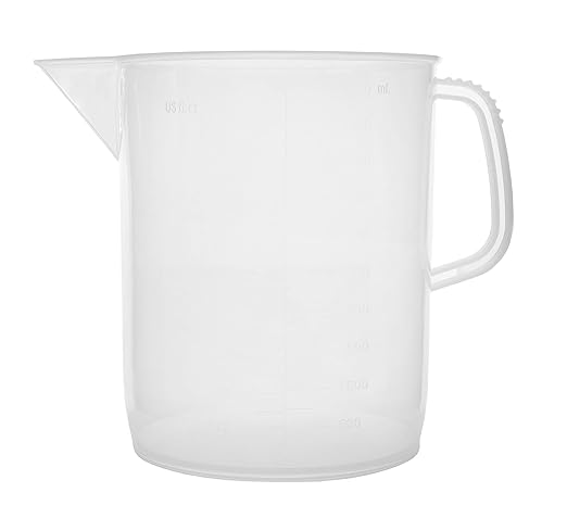 EISCO Measuring Jug, 5000mL (5 Liter) - Short Form - Polypropylene Plastic - Molded Graduations - Chemical Resistant, Autoclavable - Handle for Convenient Lifting - Pitcher, Large Measuring Cup