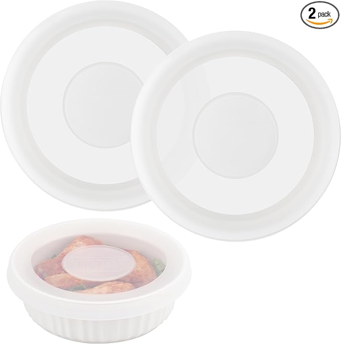 Silicone Lids for CorningWare 24-Ounce Round Dish, 2 Pack Reusable Covers for CorningWare Baking Dish (Dish not Included) Dishwasher & Microwave & Freezer Safe