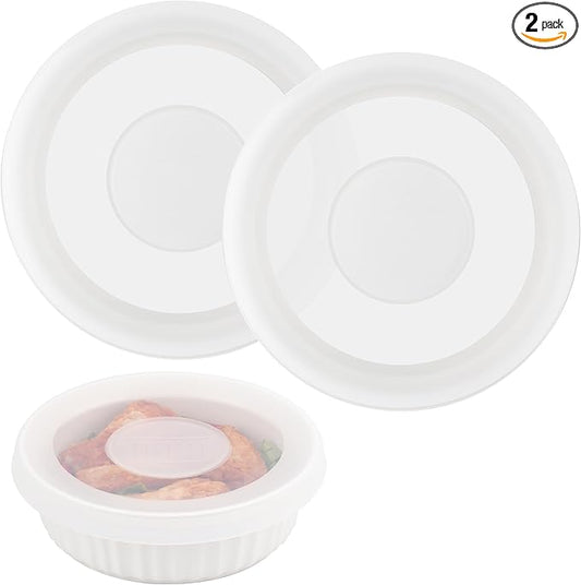 Silicone Lids for CorningWare 24-Ounce Round Dish, 2 Pack Reusable Covers for CorningWare Baking Dish (Dish not Included) Dishwasher & Microwave & Freezer Safe