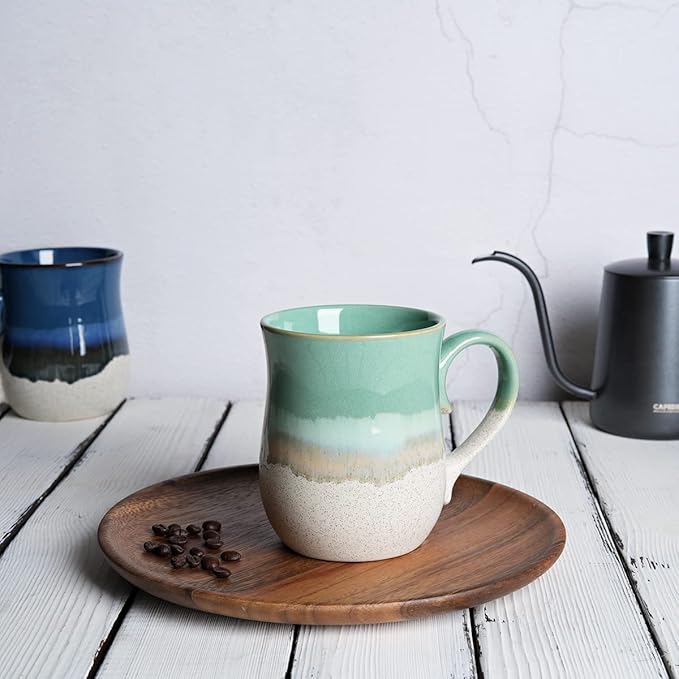 Bosmarlin Large Ceramic Coffee Mug, 20 Oz, Big Tea Cup for Office and Home, Dishwasher and Microwave Safe(20 Oz, Mint Green)